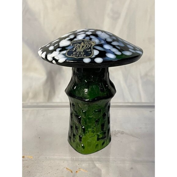Bo Borgstrom Åseda Ebeling Reuss Sweden Hand Blown Glass Mushroom-3.0 inch - Picture 1 of 7